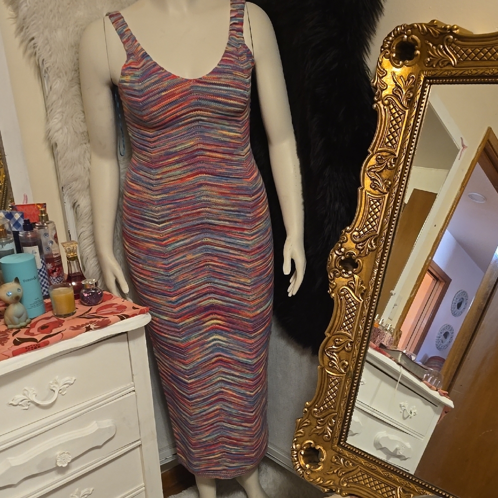 Nwt Fashion Nova Colorful Knit Maxi Dress